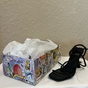 Glamorous Black Beaded Sandals